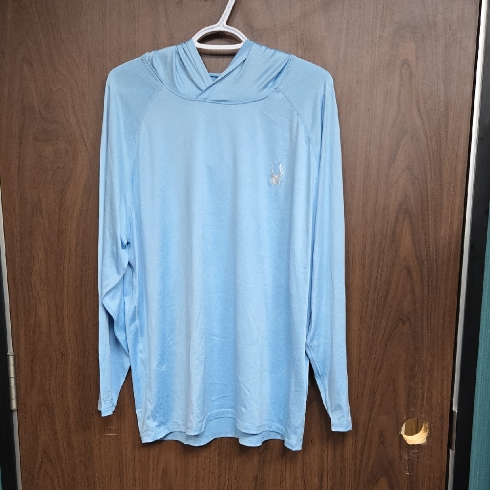 Spyder Size L Baby Blue Lightweight Rash Guard Swim Shirt